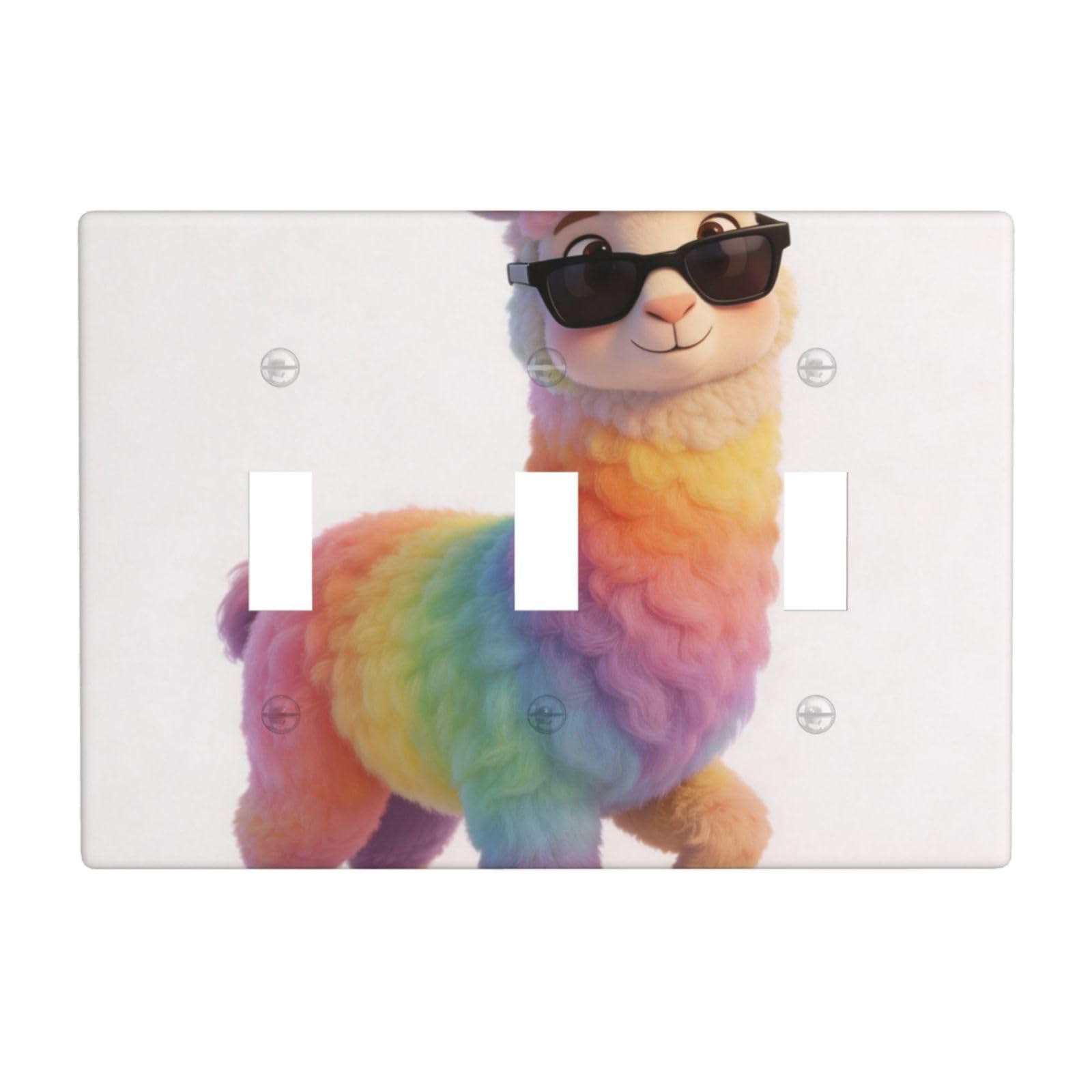 Alpaca Dyed Hair 3 Gang Switch Plate Cover-Unbreakable Polycarbonate Wall Plate, Heat Resistant Toggle Switch Decor for Home