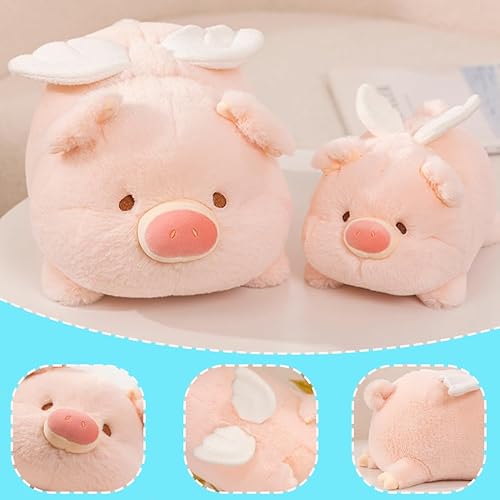 Miniatura 3 de ELAINREN Cojín de lechoncito de peluche suave con alas, peluche de lechoncito rosa ultra suave, juguete de animales de peluche esponjoso, almohada