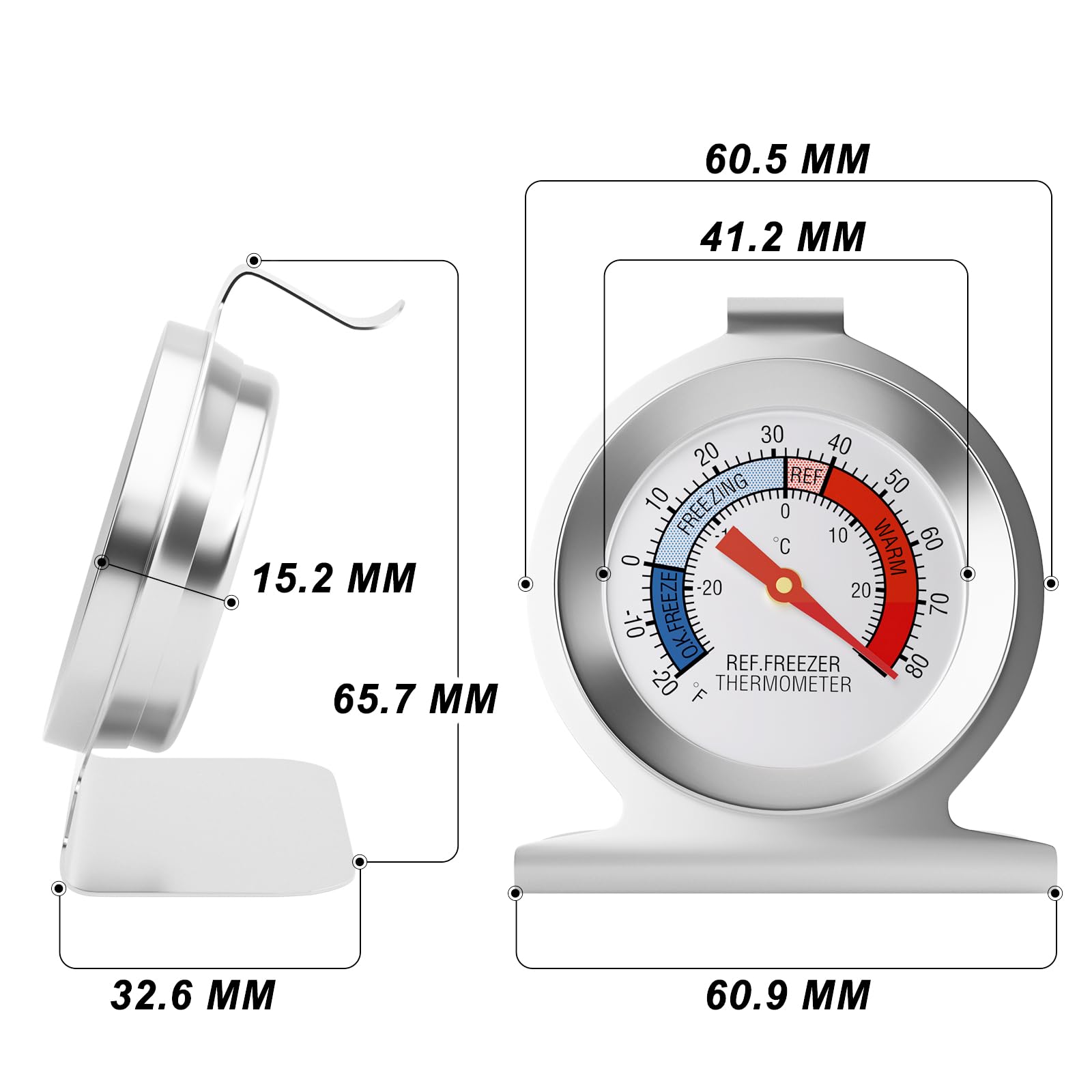 MEANLIN MEASURE 10Pcs Thermomètre pour réfrigérateur, cadran large de 2 pouces avec indicateur rouge -30~30℃/-20~80℉ pour réfrigérateur et glacière
