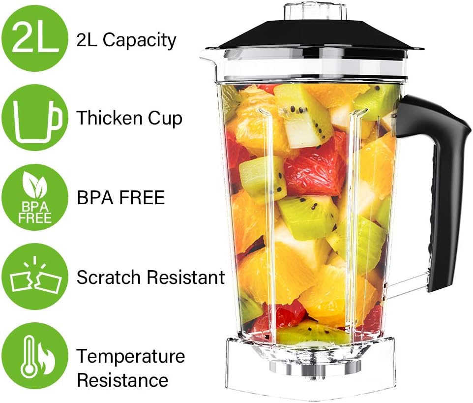 Professional Countertop Blender with 2200-Watt Base, Shakes and Smoothies Blender,Built-in Timer,High Power with 2L Jar