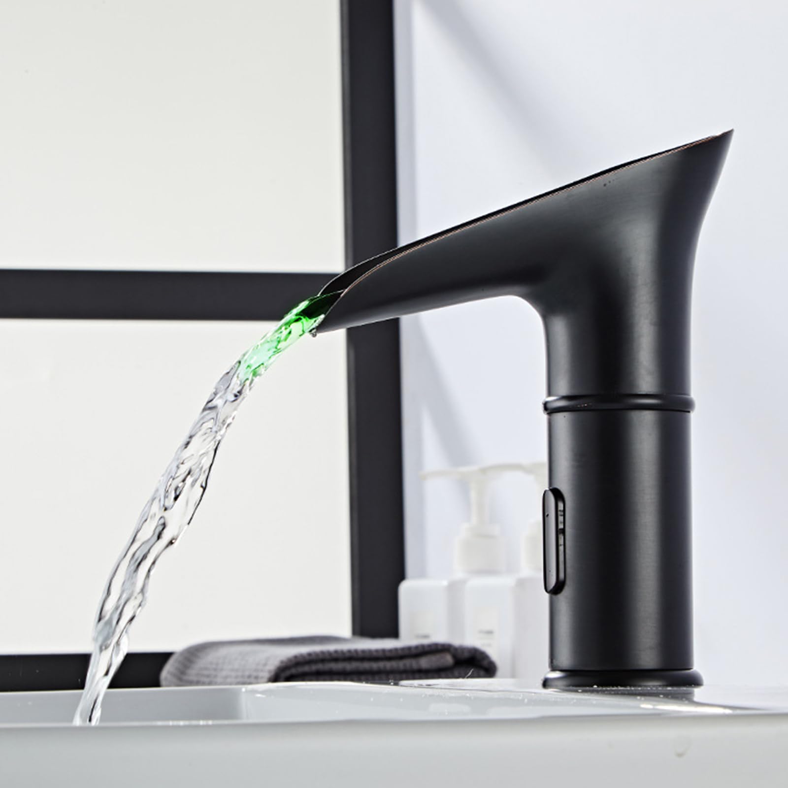 ZYCHSJXA Retro Touchless Tap Bathroom Sink Taps Mixers with Led Automatic Infrared Sensor Faucet Black