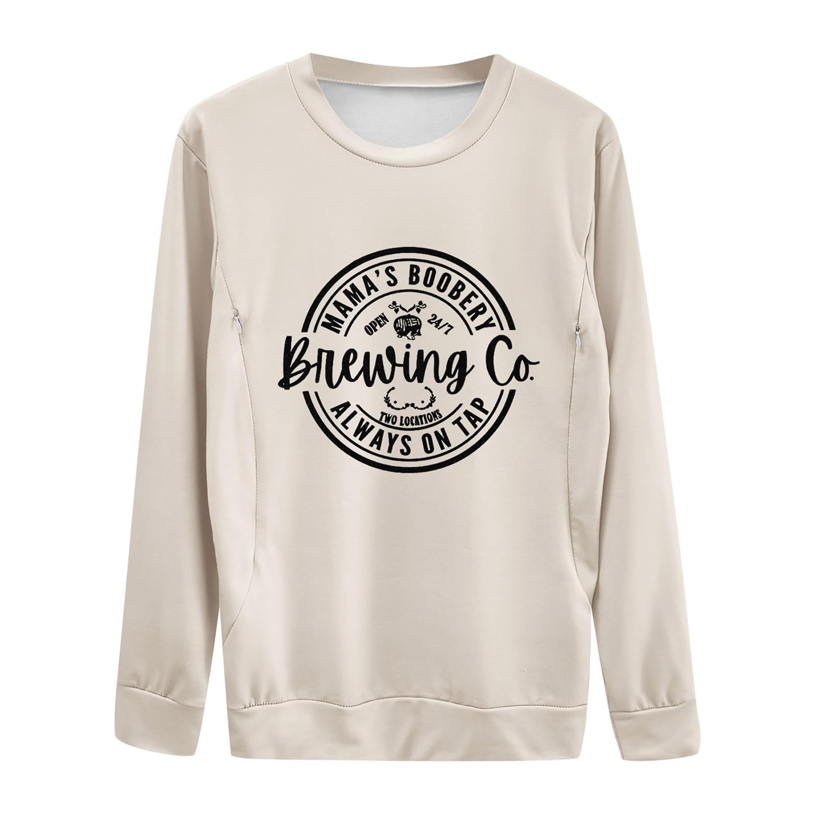 Sweat-Shirt Zip sur Le Devant Maternité Pull-Over d'allaitement Hauts d'allaitement Sweats Enceinte Vêtements d'allaitement à Manches Longues Allaitement Sein Sweat-Shirt de maternité