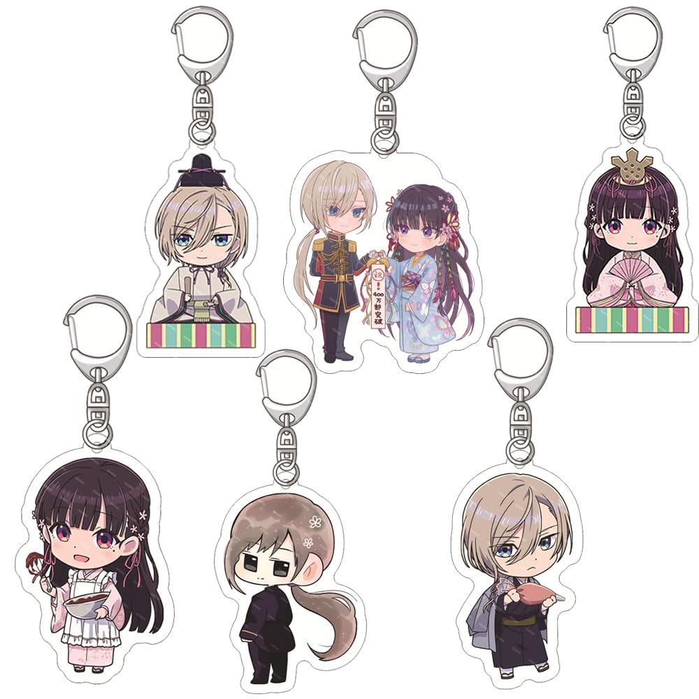 6Pcs My Happy Marriage Keychain, Anime Miyo Saimori Cosplay Keyring Cosplay Prop Accessory (6pcs)