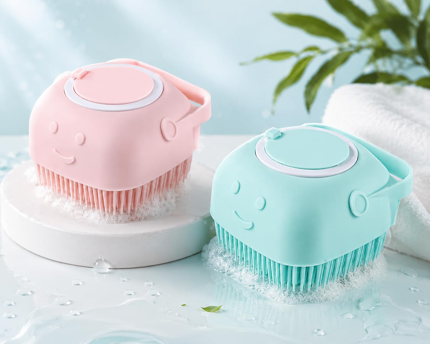 Body Scrubber with Soap Dispenser Brush | Gentle Exfoliation, Deep Cleansing, Skin Soothing (Pack of 2)-image-33