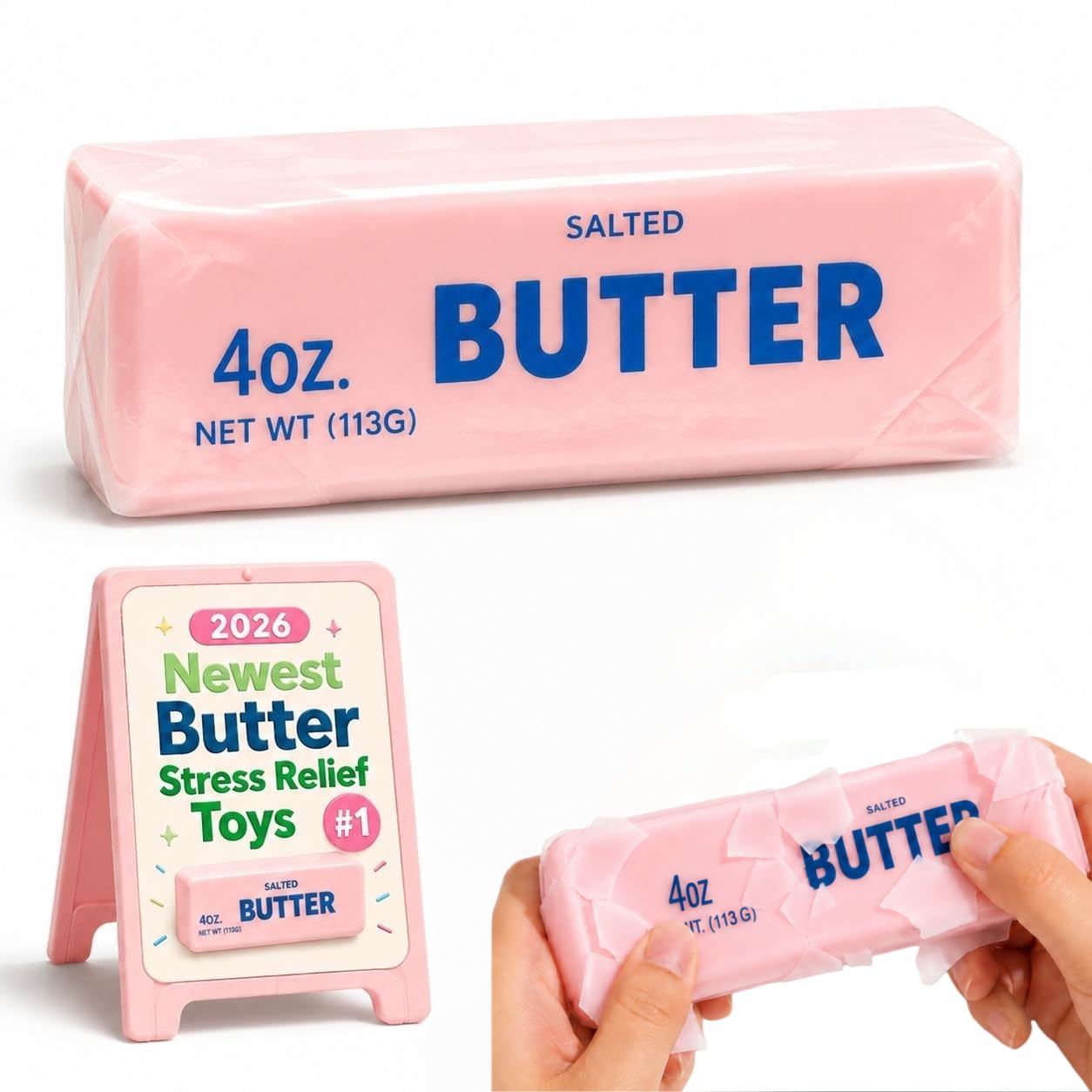 Wax Cracking Butter Squishy, Crunchy Realistic Butter Squishy Sensory Experience Stress Relief Ball, Crispy Tactile Slow Rising Squeeze Desk Party Favor Birthday Gift (Pink)