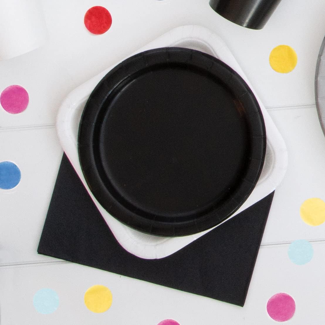 Unique 3204EU Eco-Friendly Paper Plates-18 cm-Black Colour-8 Count (Pack of 1), Pack of 8