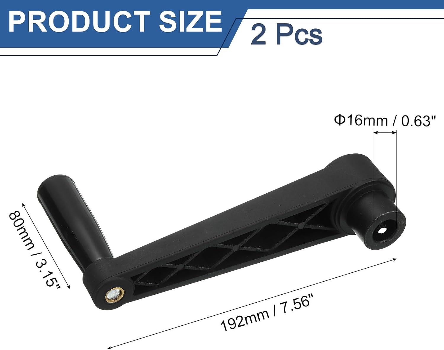 uxcell 2Pcs 16x192mm (Dia x L) Revolving Handwheel Machine Handle, Universal Lathe Crank Grip Replacement for Industry Lathe Milling Grinding Machine, Black (Round Hole)