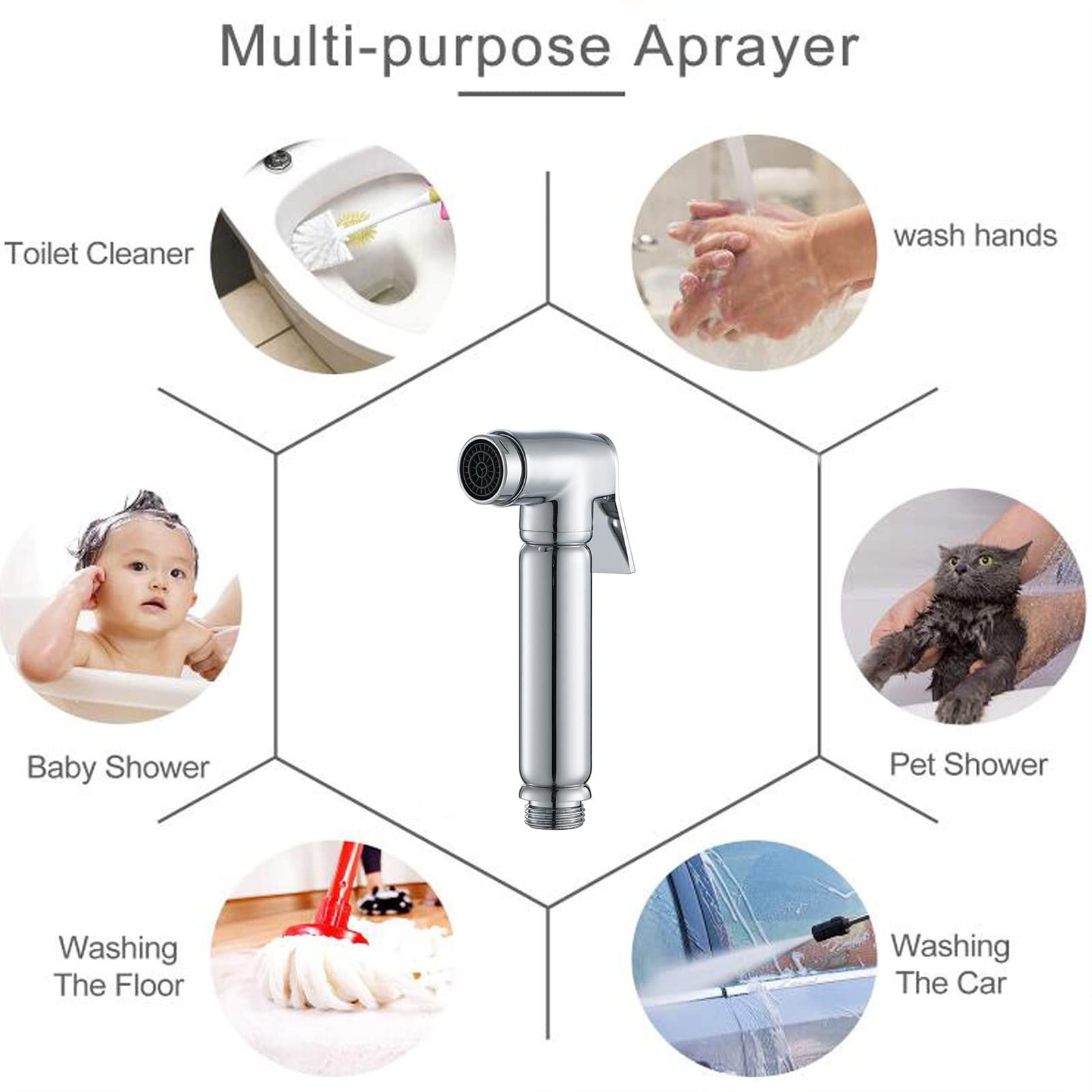 Douchette WC, Laiton Pulvérisateurs de Bidet à Main Portable Douchette Toilette WC Haute Pression Bidet Toilette Multifonctionnel Kit Hygiene WC pour Hygiène Personnelle