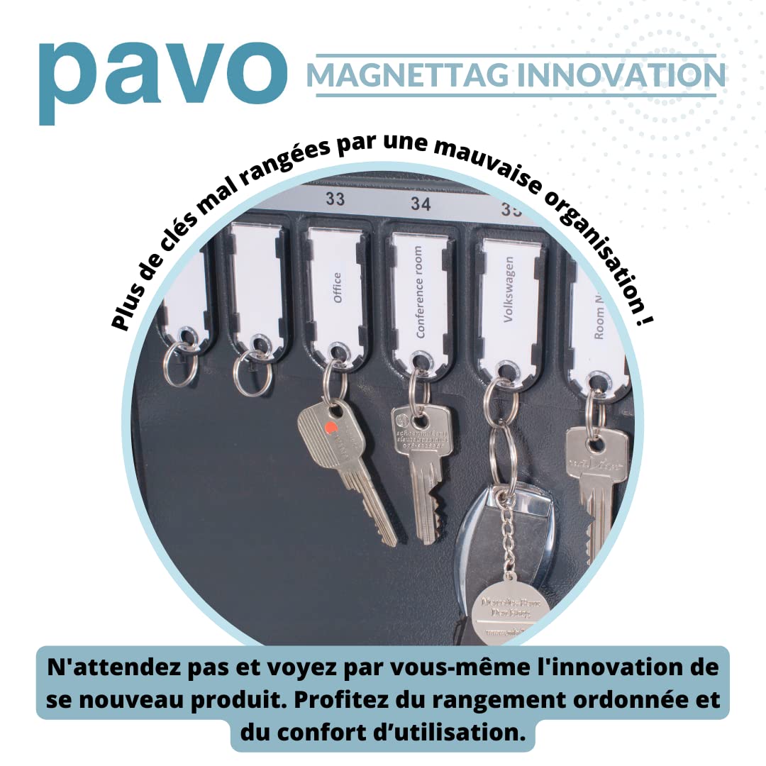 PAVO – Armoire à clés Haute sécurité Magnettag pour 50 clés – Gris foncé, 8013876