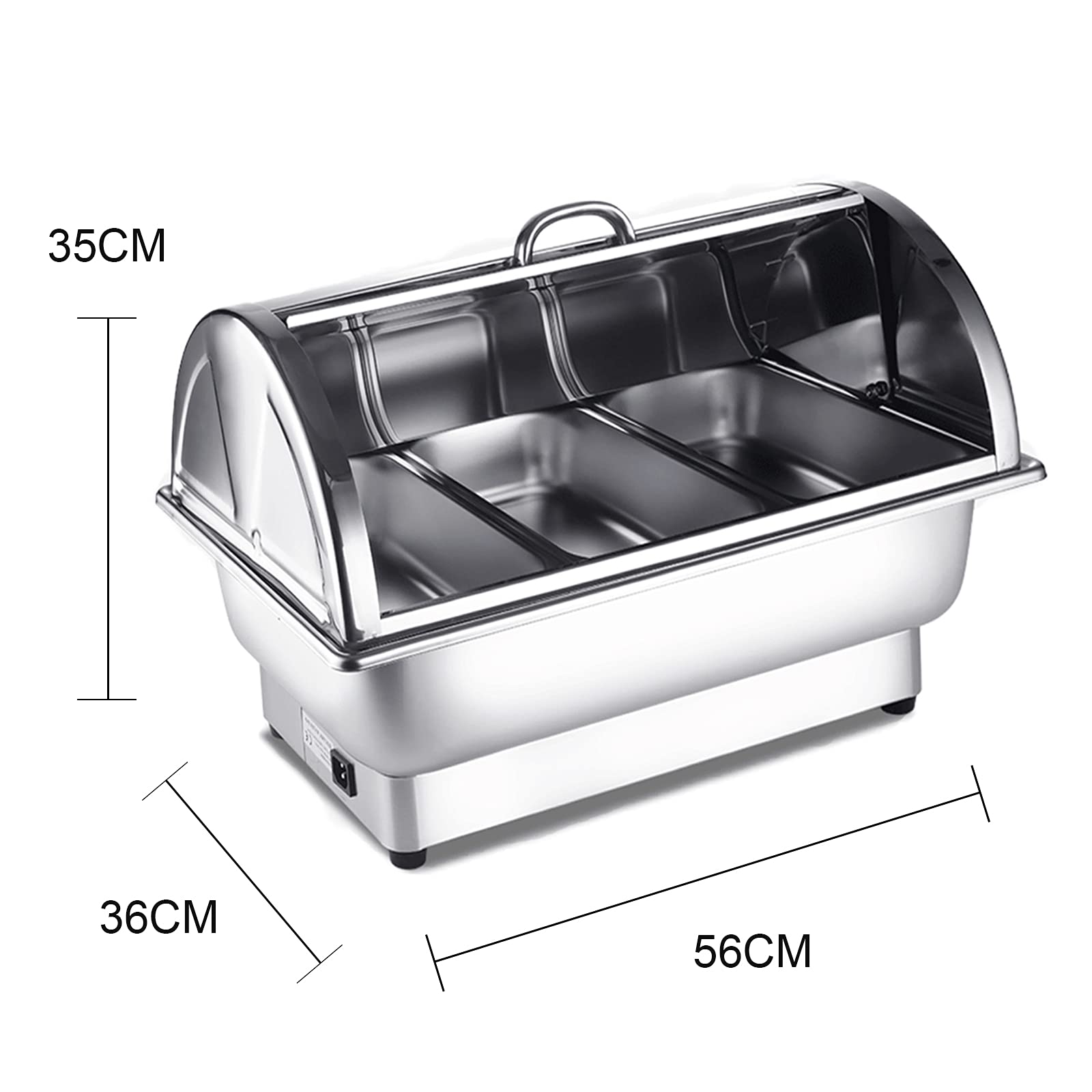 Set di scaldavivande in acciaio inox, scaldavivande con coperchi, copertura visiva in policarbonato per uso alimentare, GN 1/2, ideale per feste e ristoranti