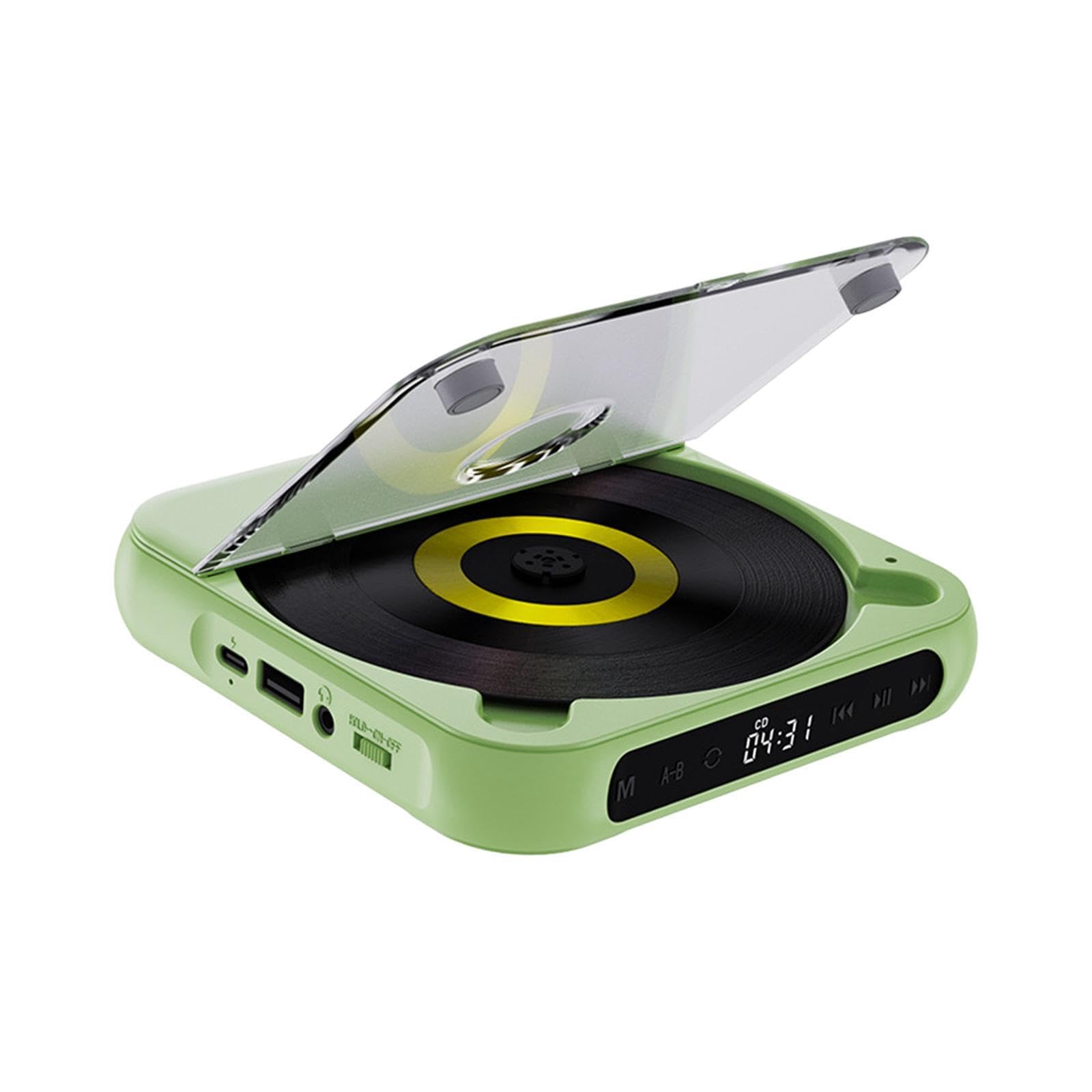 Reproductor de CD con Radio FM y Sonido portátil. Entretenimiento en casa y diversión al Aire Libre. Disfruta de tu música en CD o USB de Forma, Verde, 135 x 135 x 25 mm