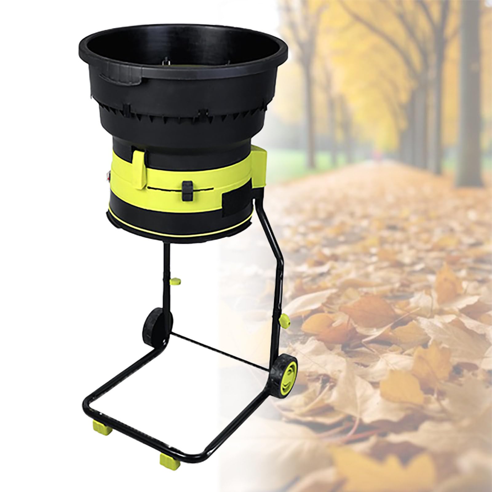 Trituradora de abono de hojas, desfoliador eléctrico de 2500 W, trituradora de jardín de 8000 rpm con ruedas y bolsas de almacenamiento para limpieza de patio