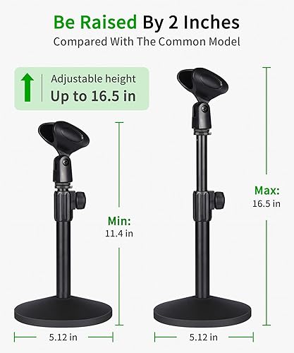 Miniatura 3 de Soporte de micrófono de escritorio de metal ajustable - Podio de mesa portátil para micrófono