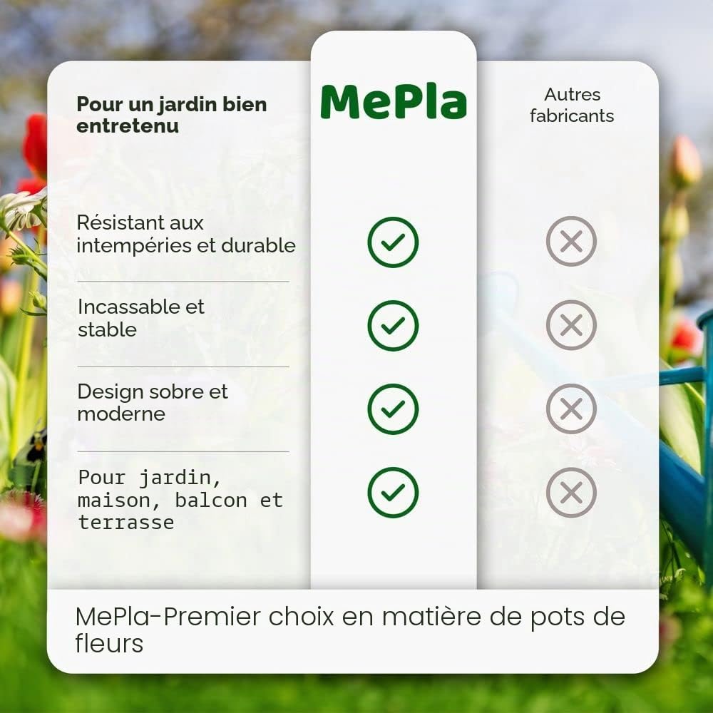 MePla Palermo - Pot de fleurs rond résistant aux intempéries et UV - Ø60 cm - Terre cuite