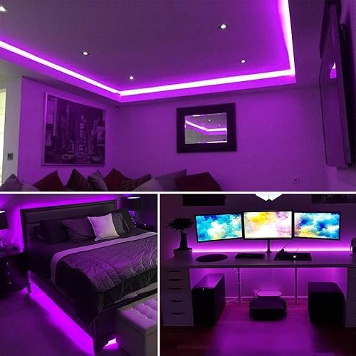 Miniatura 5 de Ontesik Kit de tira de luz LED negra de 20 pies, 360 LED, instalación de luz negra UV flexible de 12 V, dormitorio familiar, boda, Halloween, fiesta