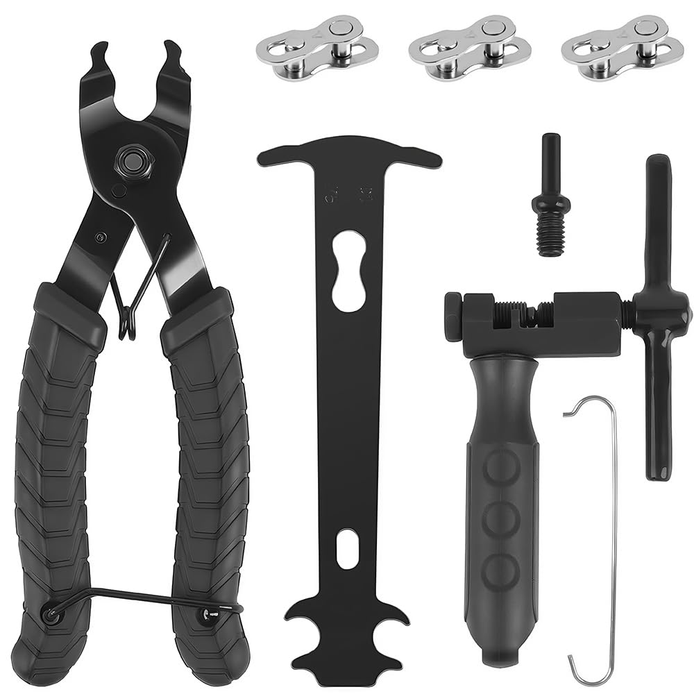 kefeimumu Bike Chain Repair Tool kit, Bike Master Link Pliers, Bicycle Chain Breaker and Checker Tool, 3 Pairs Missing Links, for 6-10 Speed Chains