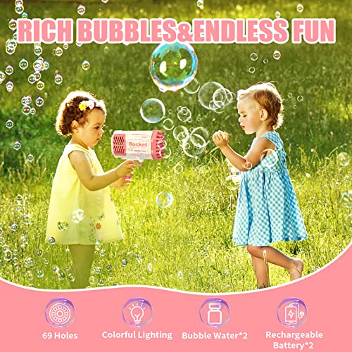 Metini METINI-001-PINK Bazooka Bubble Blaster Gun,Rocket Bubble Machine Blower,Birthday Gift thumb #4