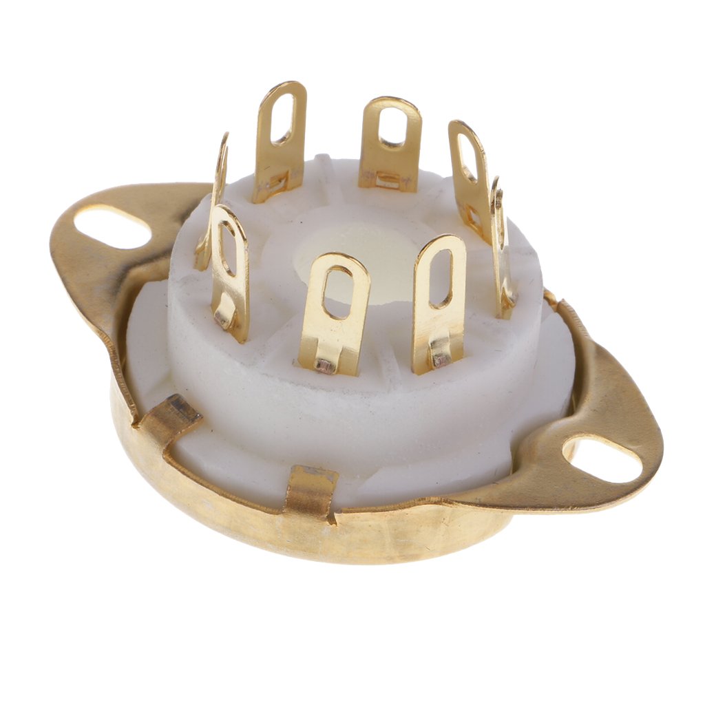 Homyl 1PC Ceramic 8pin PCB Mounting Tube Socket for KT88/6550/EL346P6P 6V6 6N8P 6SN7