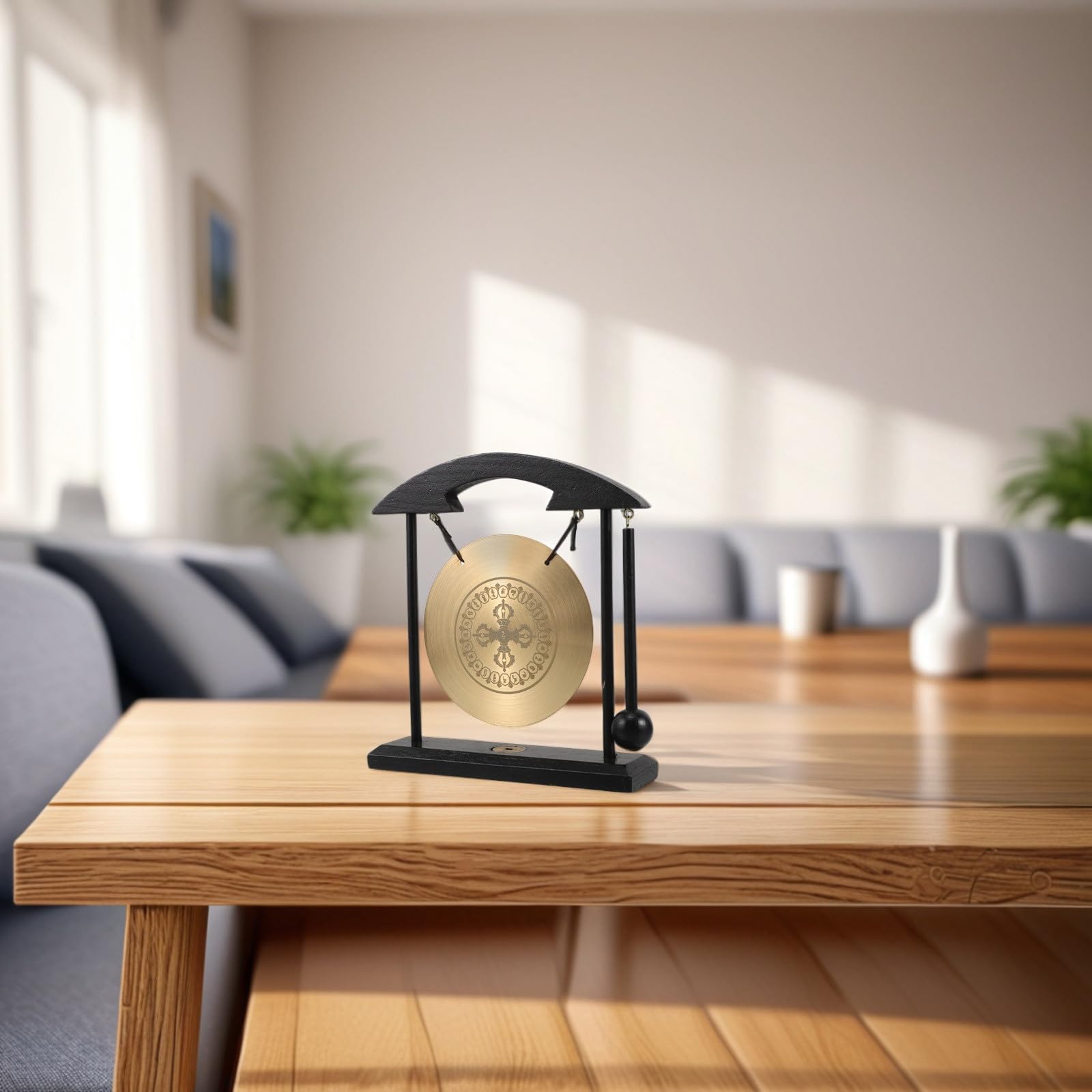 Sewroro Gong para Decoración de Escritorio Feng Shui de Latón y Sala