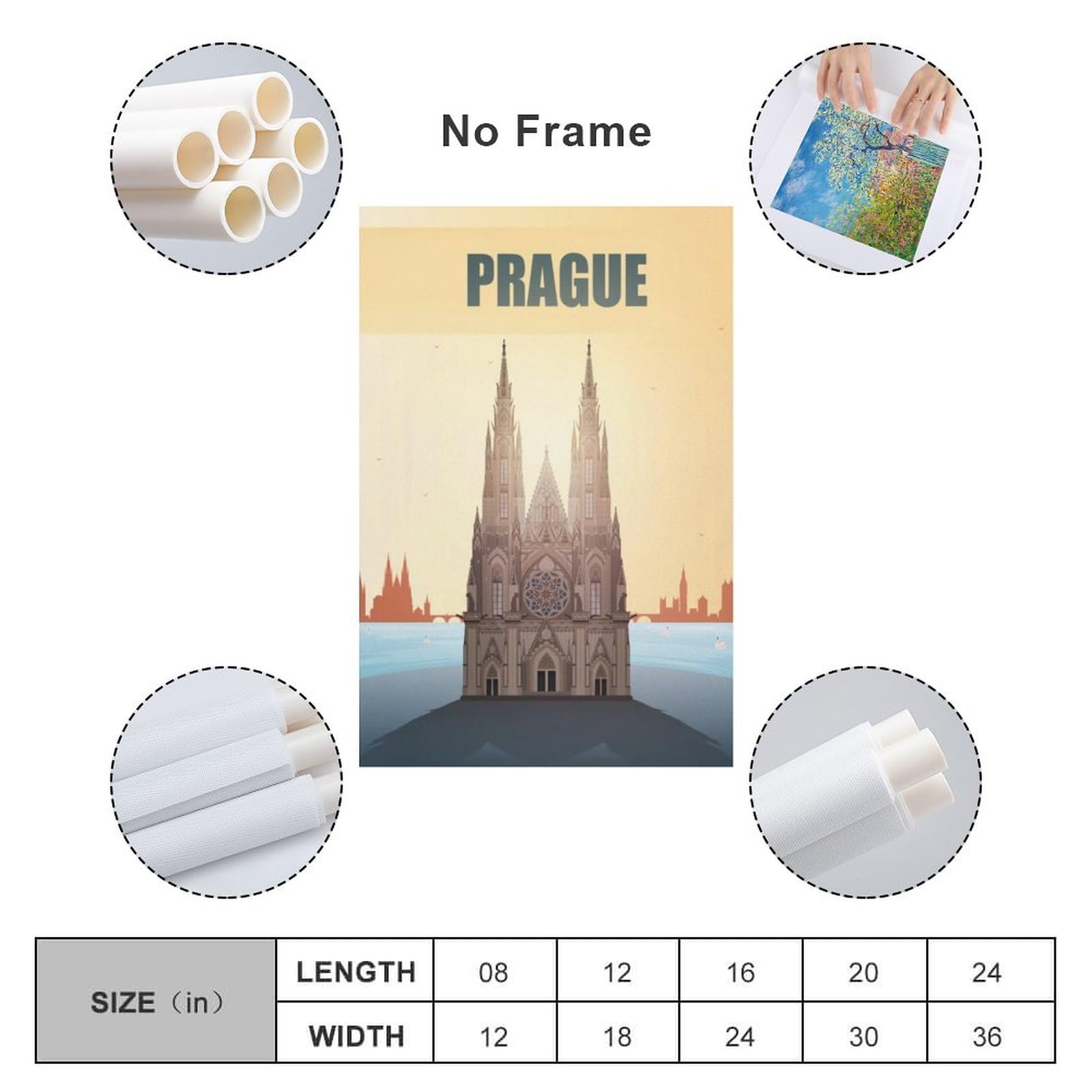 Poster De Voyage Vintage Prague - Affiche Toile Décoration Murale Moderne Pour Chambre Ou Salon