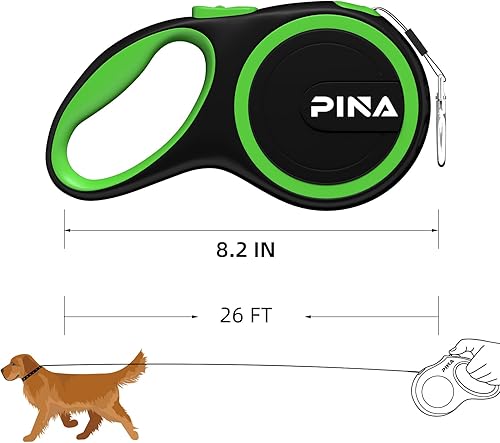 Miniatura 6 de PINA Correa retráctil para perro, correa de perro de 26 pies para perros pequeños, medianos y grandes de hasta 110 libras, cinta de nailon