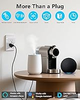 Vista 2 de DAYBETTER Enchufe inteligente Max 15A/1800W, compatible con Alexa y Google Home, no requiere concentrador, configuración Bluetooth y WiFi de 2.4