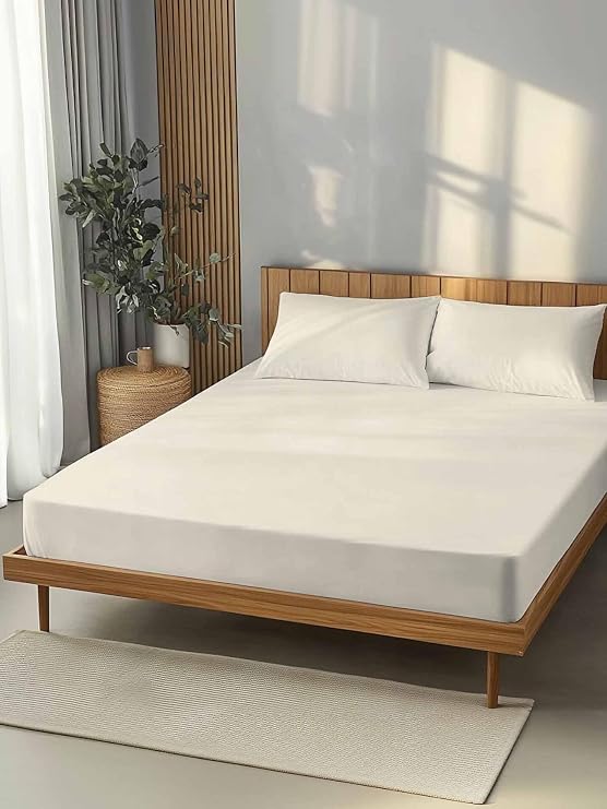 Queen Sheet Set Cream Bed Sheets Set with 16 Inch Deep Pockets Solid Color Soft Luxury Hotel Bedding Sheets with Elastic Corner Straps