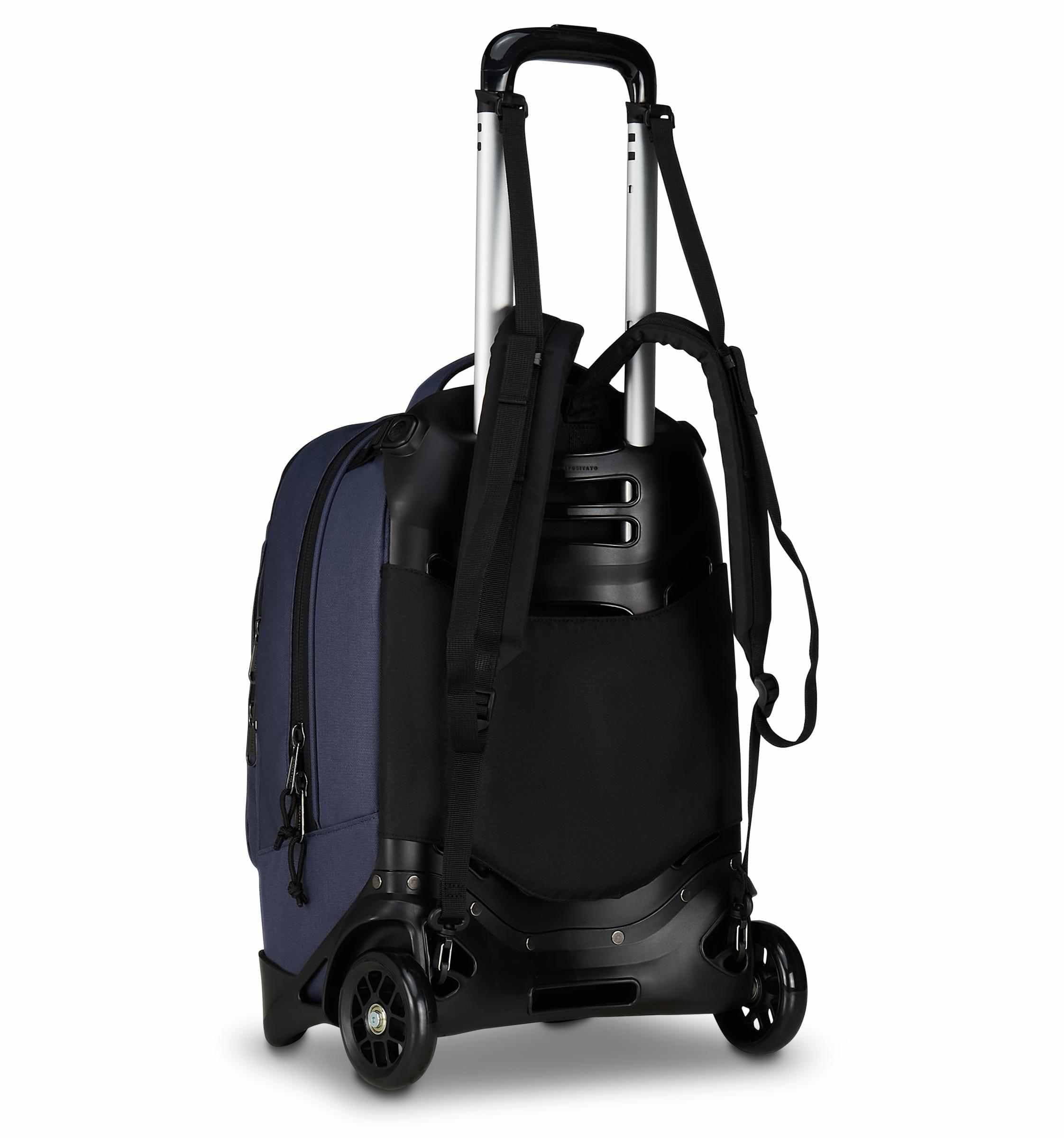 Invicta Trolley Scuola Plug, Blu, 3 in 1, Zaino Doppio Scomparto Con Carrello Sganciabile, Tasca Per PC, Tasca Per Borraccia, 34 lt, Scuola Media e Superiore, Viaggio, Zaino Ragazza e Ragazzo