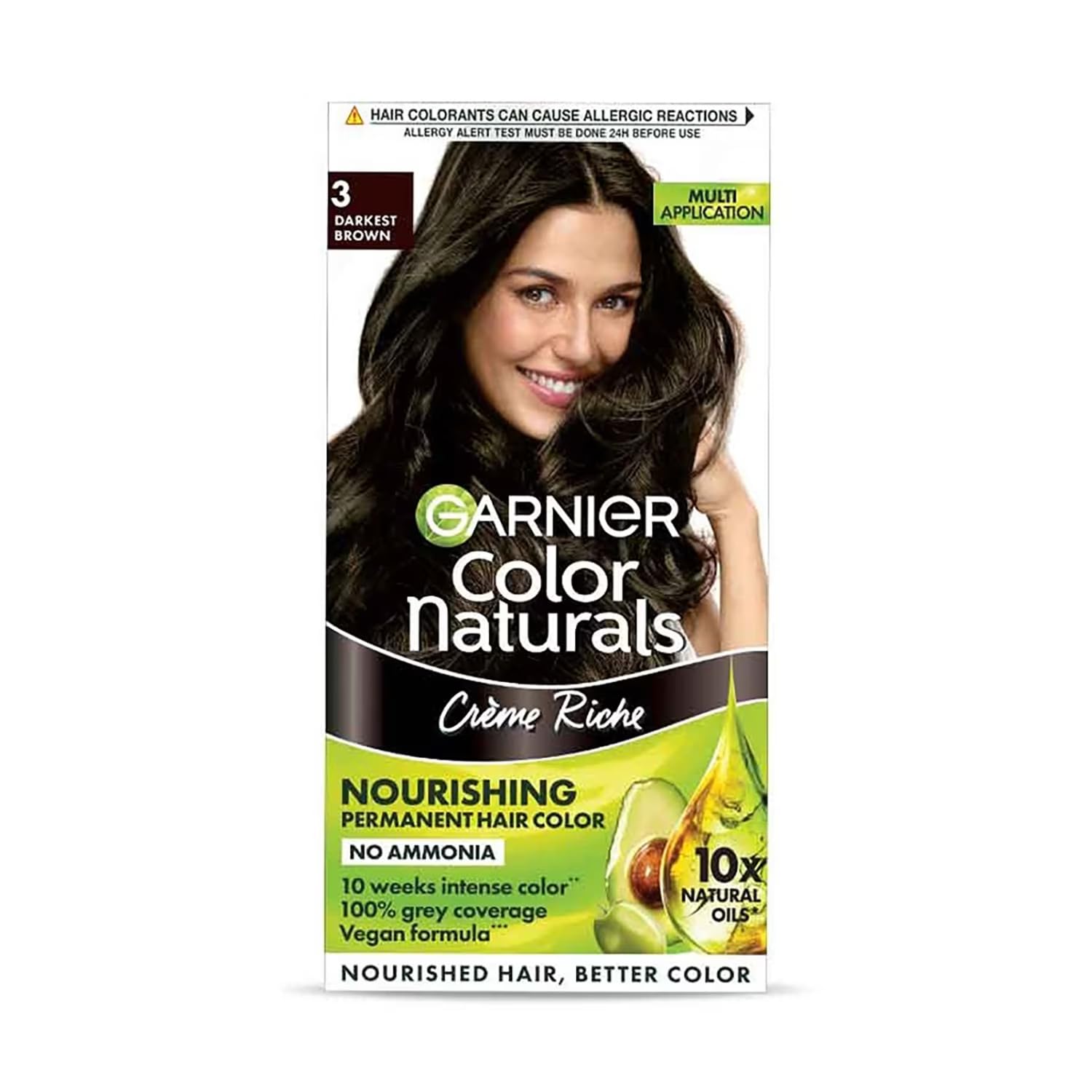 Garnier Color Naturals Creme Hair Color - Shade 3 Darkest Brown (70ml + 60g)