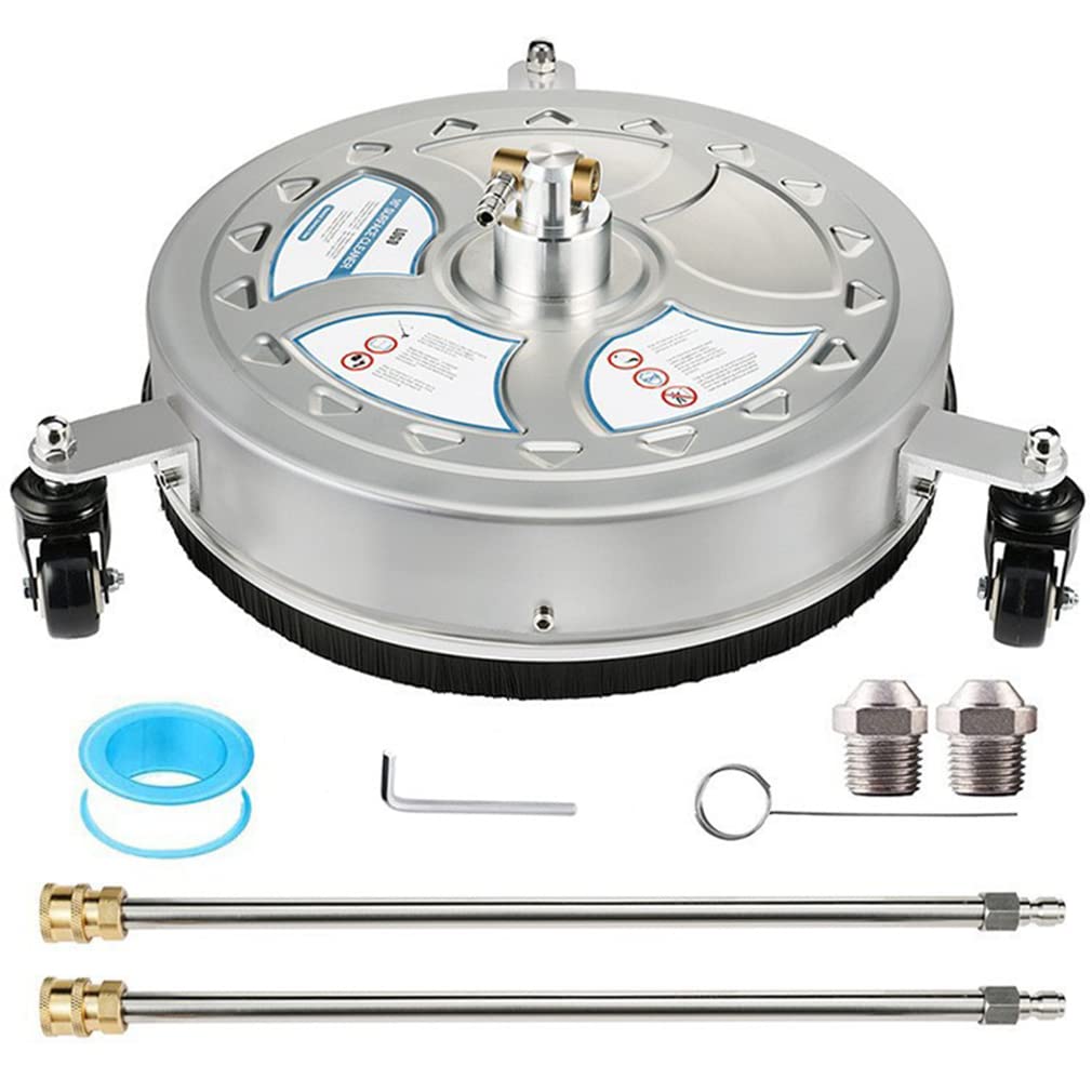 Limpiador de Superficies con hidrolavadora Plana de 16 Pulgadas con Ruedas, Conector rápido de 1/4", 2 Varillas Extensibles, para Limpiar entradas de Autos, aceras y Patios.
