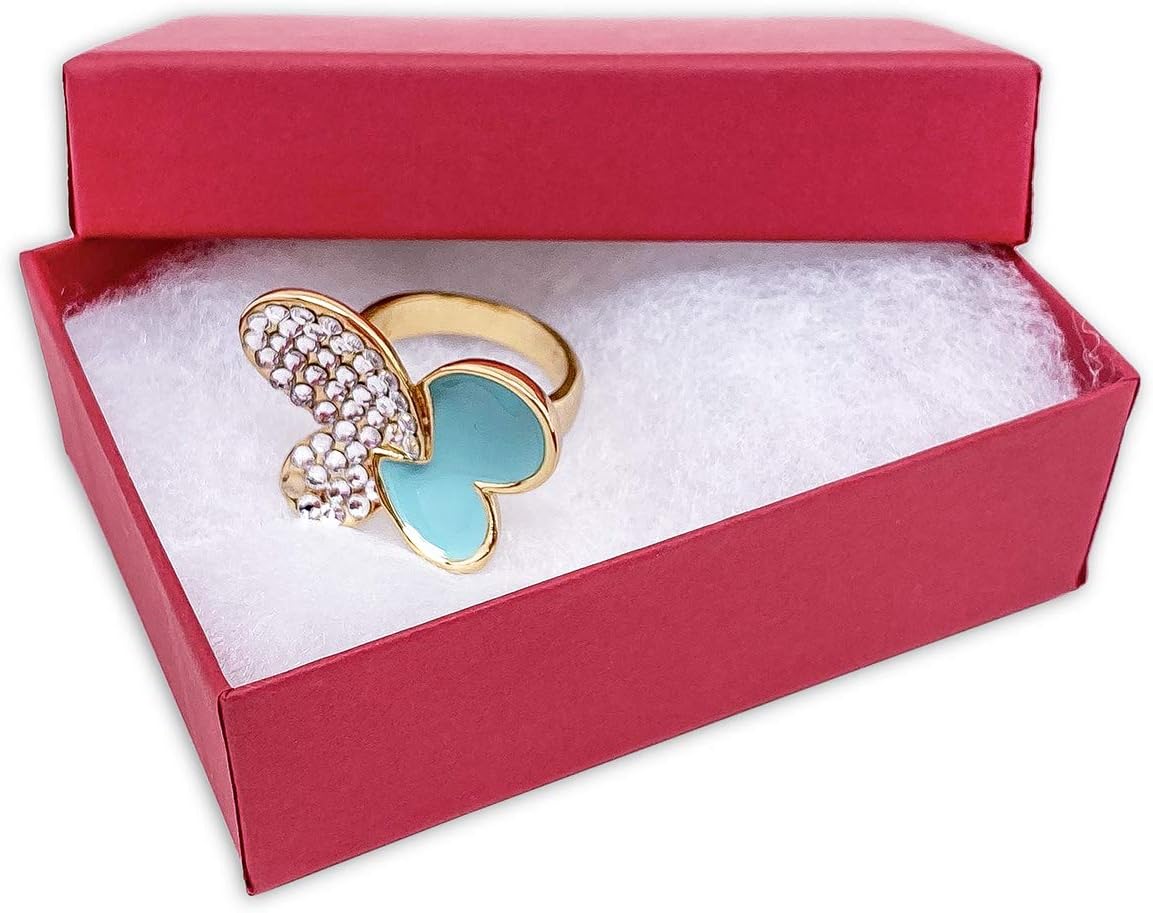 TheDisplayGuys - 25-Pack #32 Cotton Filled Cardboard Paper Jewelry Boxes Gift Case - Matte Red (3.3" x 2.3" x 1.0") - for Shipping or Storage - Image 3