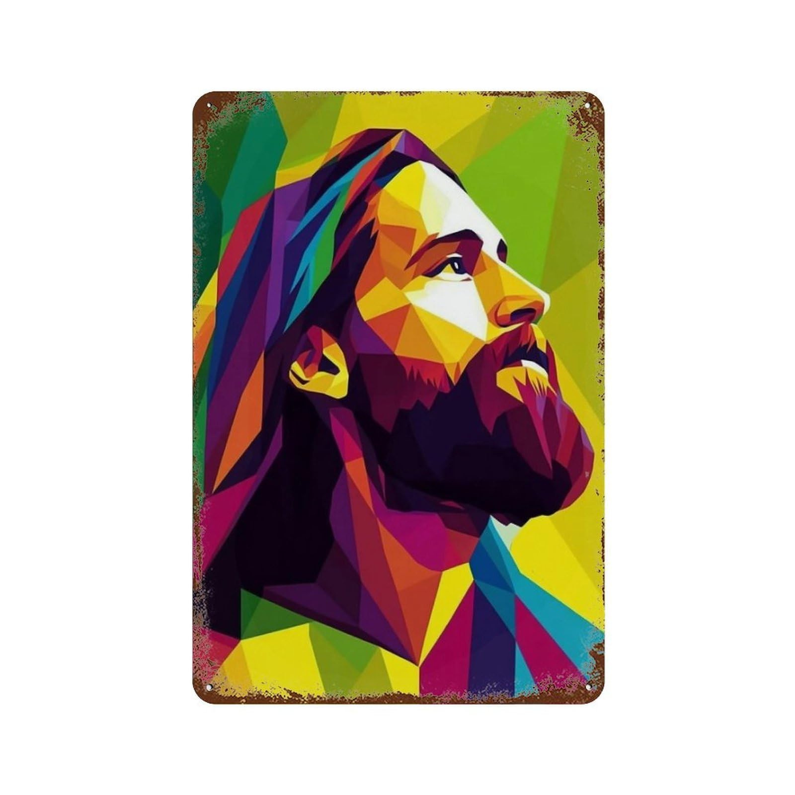WIHYRTUI Vibrant Polygonal Rainbow Prism Sacred Figure 02 Wall Retro Iron Metal Tin Sign Vintage Art Poster Modern Home Cofffee Club Art Bar Shop Decor Style 30x20cm