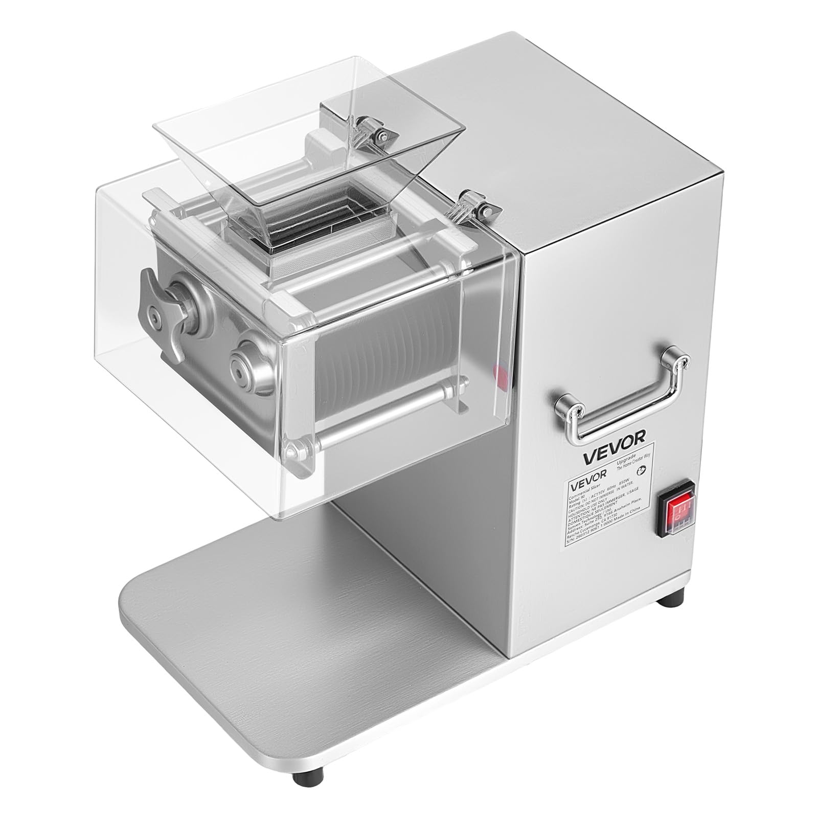 VEVOR 850W Professional Electric Meat Slicer with 5mm Stainless Steel Sharp Blade for Fresh Boneless Meat and Soft Vegetables Kitchen Restaurant Deli