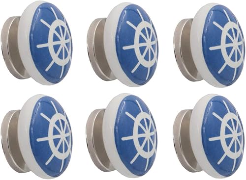 Miniatura 9 de THDC Pomo de cerámica pintada, perilla de gabinete, perilla de cajón, perilla de tocador, hecha a mano, pintada a mano, perilla vintage (juego de 6)