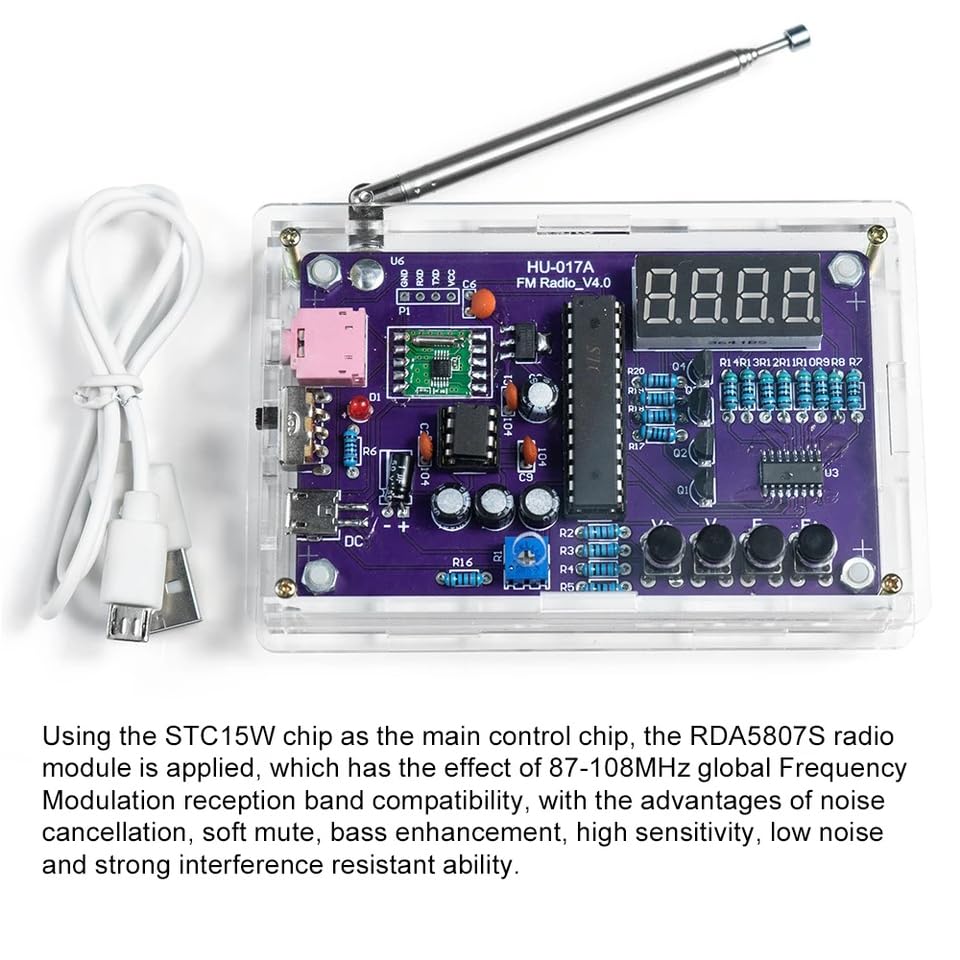 DUTTY DIY Radio assembly kit,FM frequency modulation circuit board production, Clear - Image 3