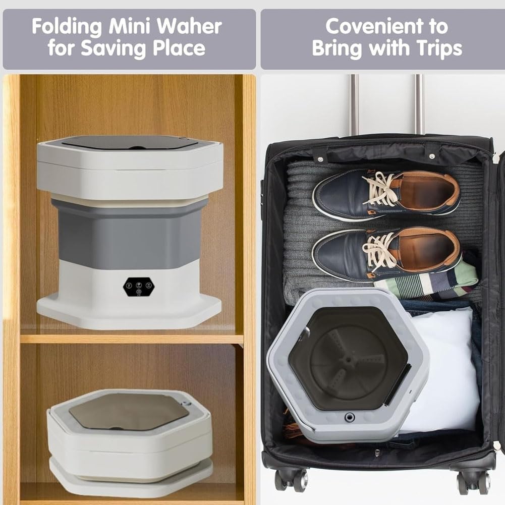 Mini Lave Linge Portable, Mini Machine à Laver Portable 8L avec Panier égouttoir 3 Modes Commande Tactile Intelligente Poignée Escamotable Purple