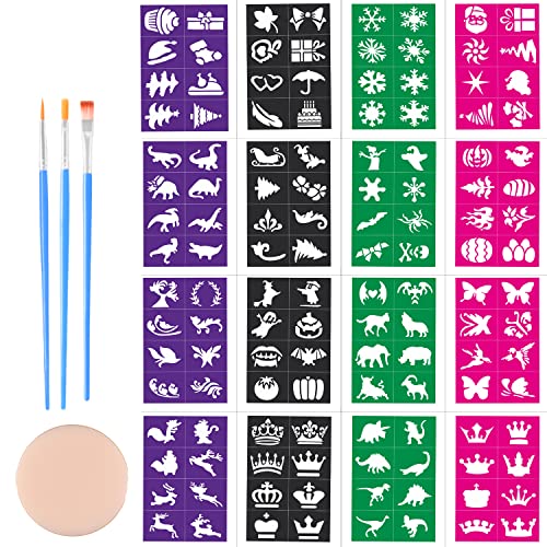 Plantillas Tatuajes Niñas (Paquete de 128), Plantilla Tatuajes Niñas Reutilizables 7.09 x 4.72 Pulgadas, Suaves y fáciles de Pegar, Adhesivas no tóxicas, Fiestas, Navidad, Halloween Cover