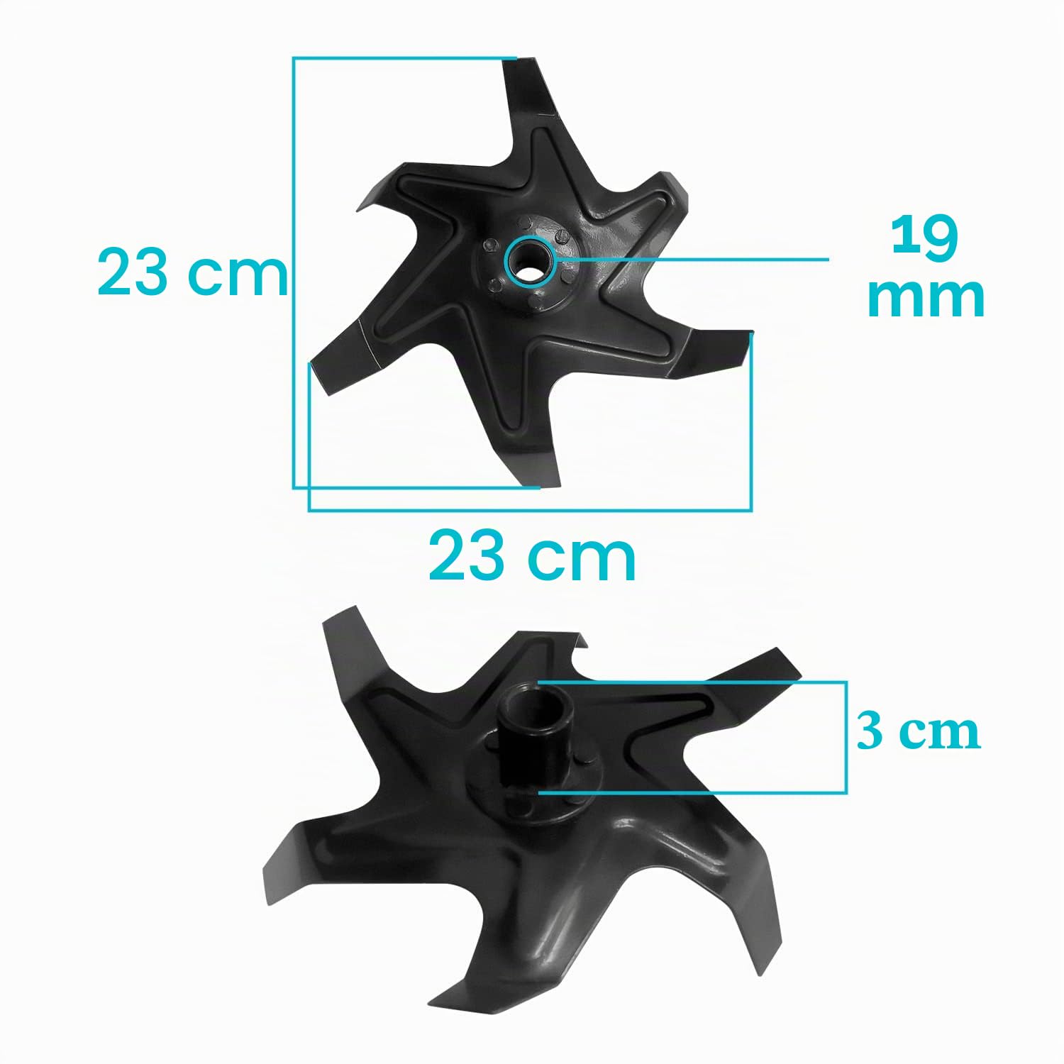 BOUDECH Juego de 4 azadas para motoazada de 52 cc, cuchillas para motoazada, negro, acero, manual