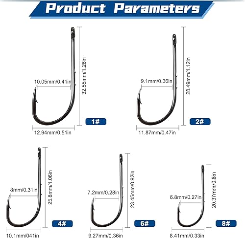 Miniatura 2 de MAFIMOEA - Paquete de 110 anzuelos de pesca con forma de pulpo, pequeños ganchos de alto carbono, ganchos circulares surtidos para lubina, crappie,