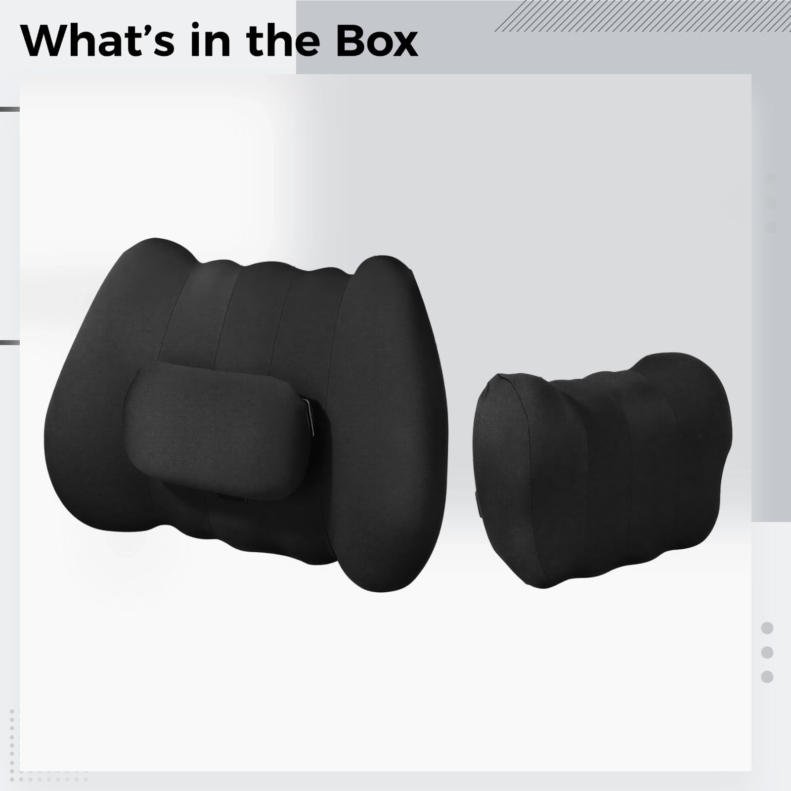Juego de soporte lumbar y de espuma viscoelástica para coche, vibración eléctrica, agarre ergonómico en forma de C, simulando masaje de manos, negro clásico, regalo con caja y tarjeta
