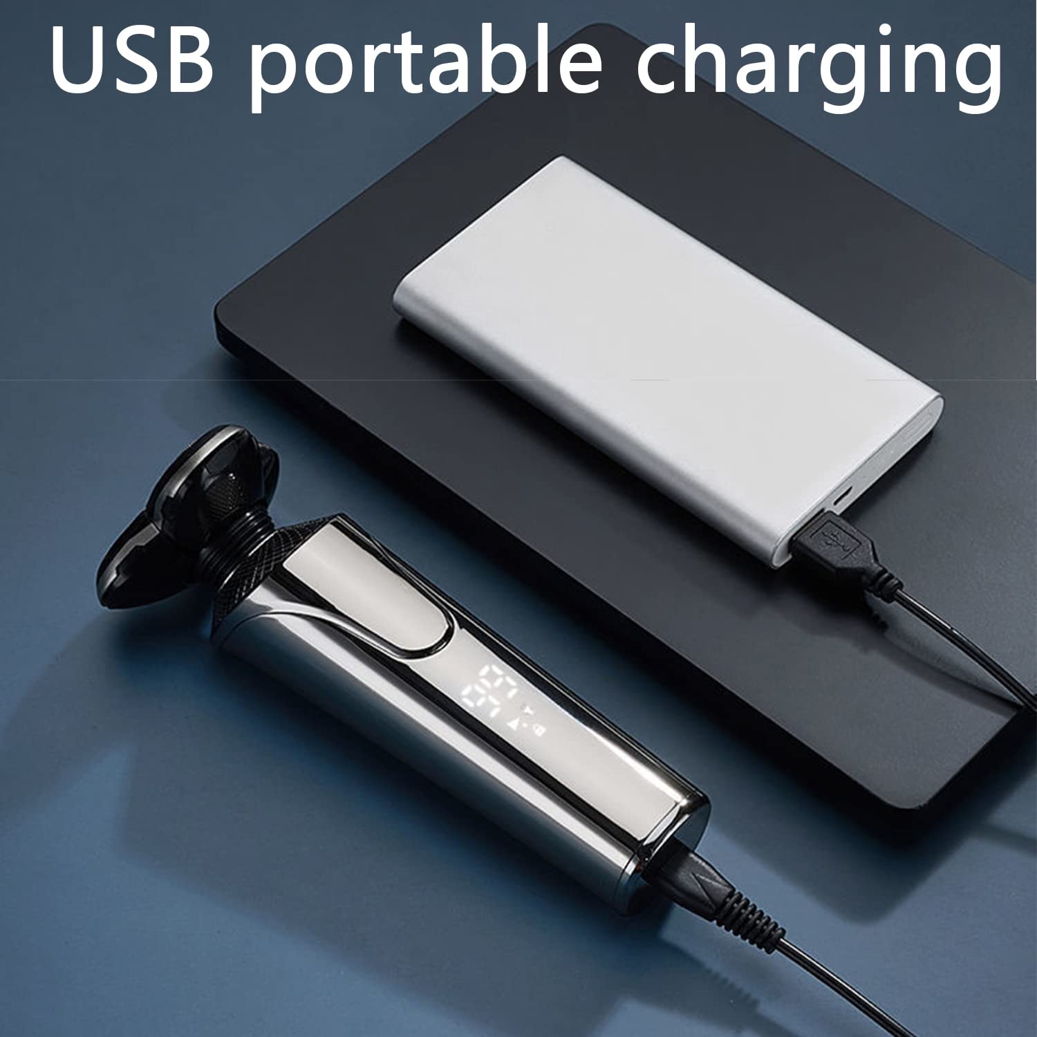 Rasoi elettrici, Rasoio Elettrico for Uomo, Rasoio Intelligente ad Alta Potenza, Ricarica USB, Doppia rasatura a Secco e a Umido, Impermeabile, Multifunzionale