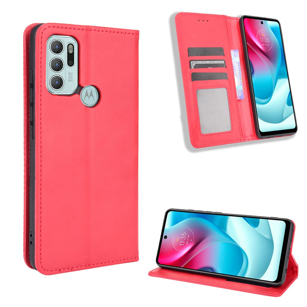 GOKEN Cover per Motorola Moto G60S, Custodia Folio in Pelle Flip Wallet Libro Case con Portafoglio, Premium PU/TPU Magnetica Cover con Supporto di Stand/Carte Slot (Marrone