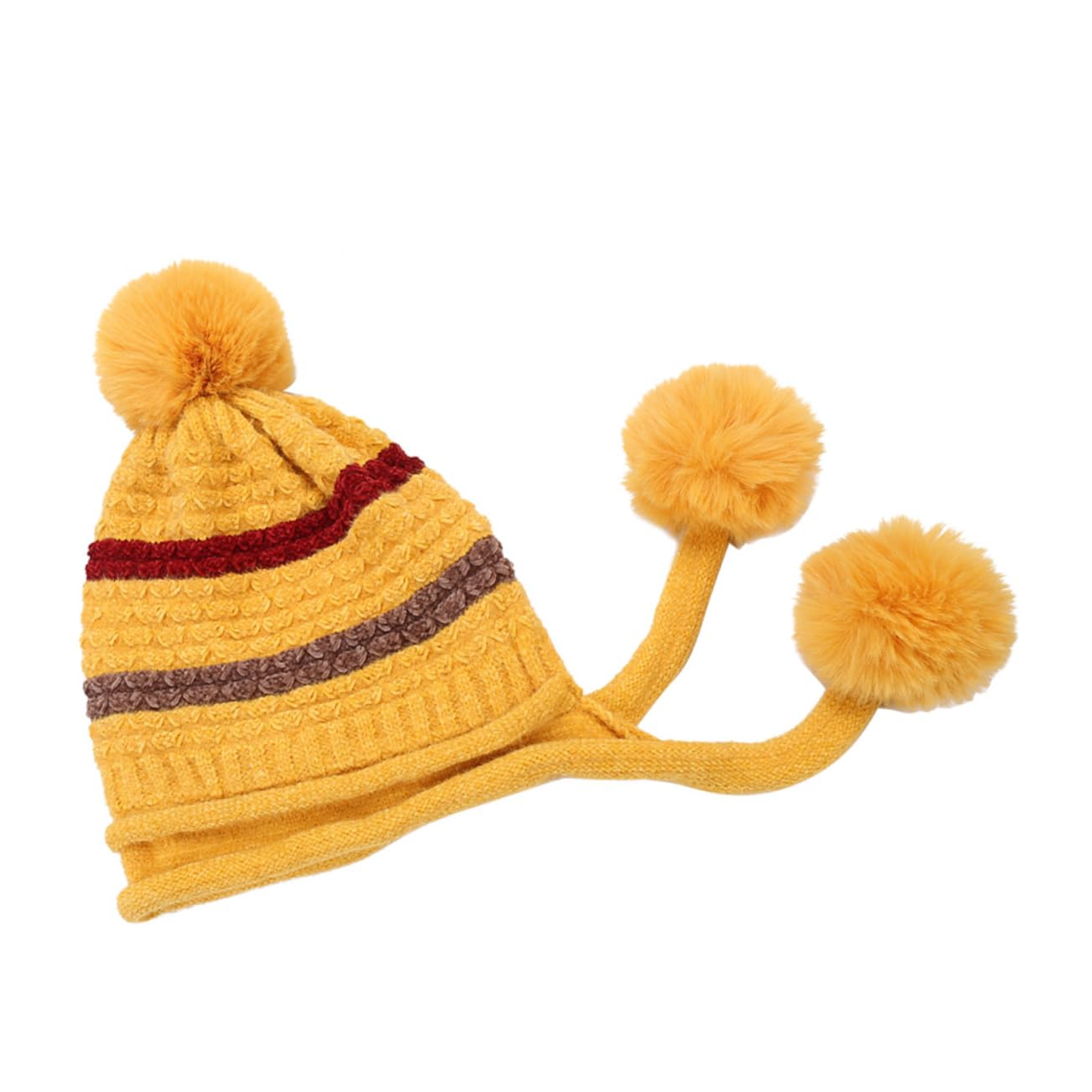 SHERCHPRY 3piezas Gorro De Lana Pompones para Mujeres Sombrero Térmico Cálido De Esquí para Invierno Diseño Cómodo y Elástico Color Amarillo Único