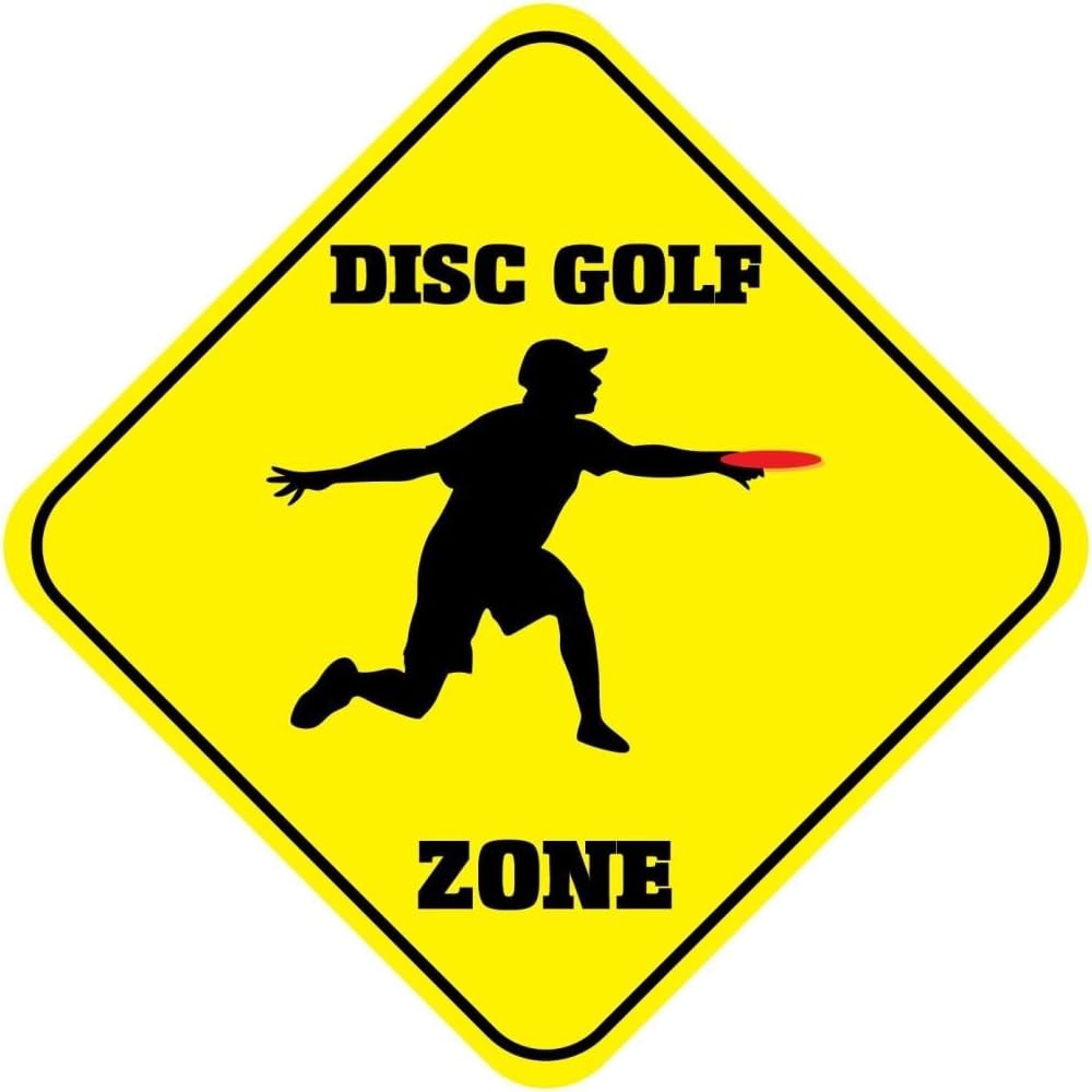 Disc Golf Zone Crossing Funny Novelty SignVinyl Sticker