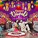 Clabby Happy Diwali Backdrop Banner Decor, Festival of Lights Party Photography Backdrop Decorations for Happy Diwali Party Indian Deepavali Lights Diyas Decor Supplies, 72.8 x 43.3 Inch