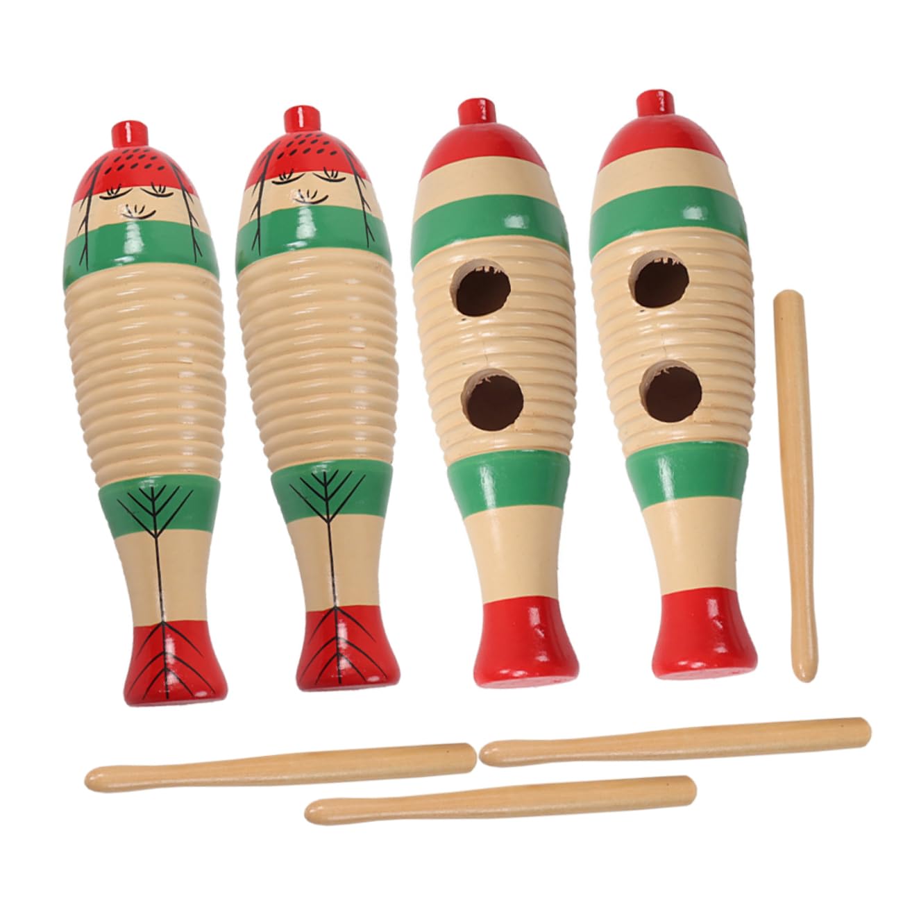 Set da 4 Strumenti Musicali in Legno Percussione Ragazzo Ragazza, Giocattoli Percussivi con Bastoncini, Design Delicato per Giochi Musicali Educativi