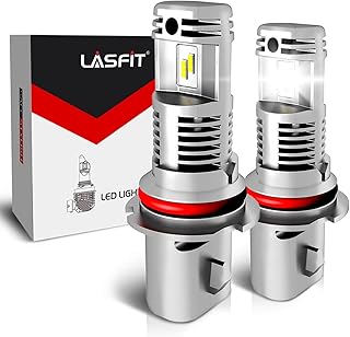 LASFIT 9007 LED High/Low Forward Light Bulb, 9007/HB5 LED Bulb Halogen Replacement, 6000K Cool White All-in-one Conversion Kit, 9007 LED Bulb Fanless and Mini Size, Plug and Play, Pack of 2