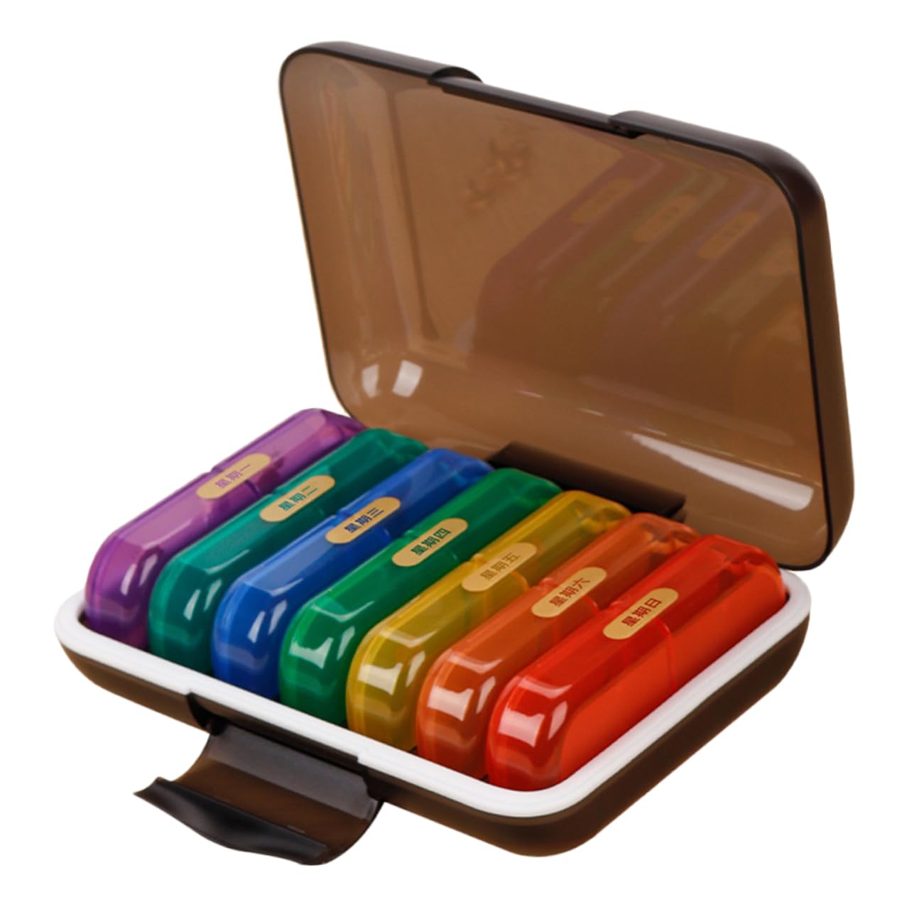 FRCOLOR Portapillole Settimanale da Viaggio 7 Scomparti, Abs Pp | Organizer Tascabile Multicolore, Chiusura Ermetica, Design a Griglia Capienza Ampia