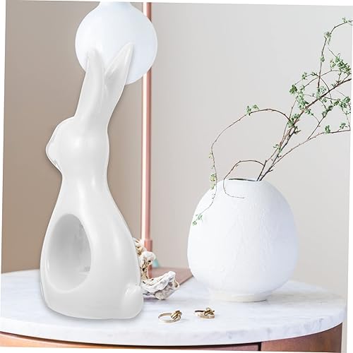 Miniatura 2 de Decoración de conejo de cerámica para el hogar, decoración china, mini animales de jardín, escultura de animales del zodiaco, conejo, decoración de