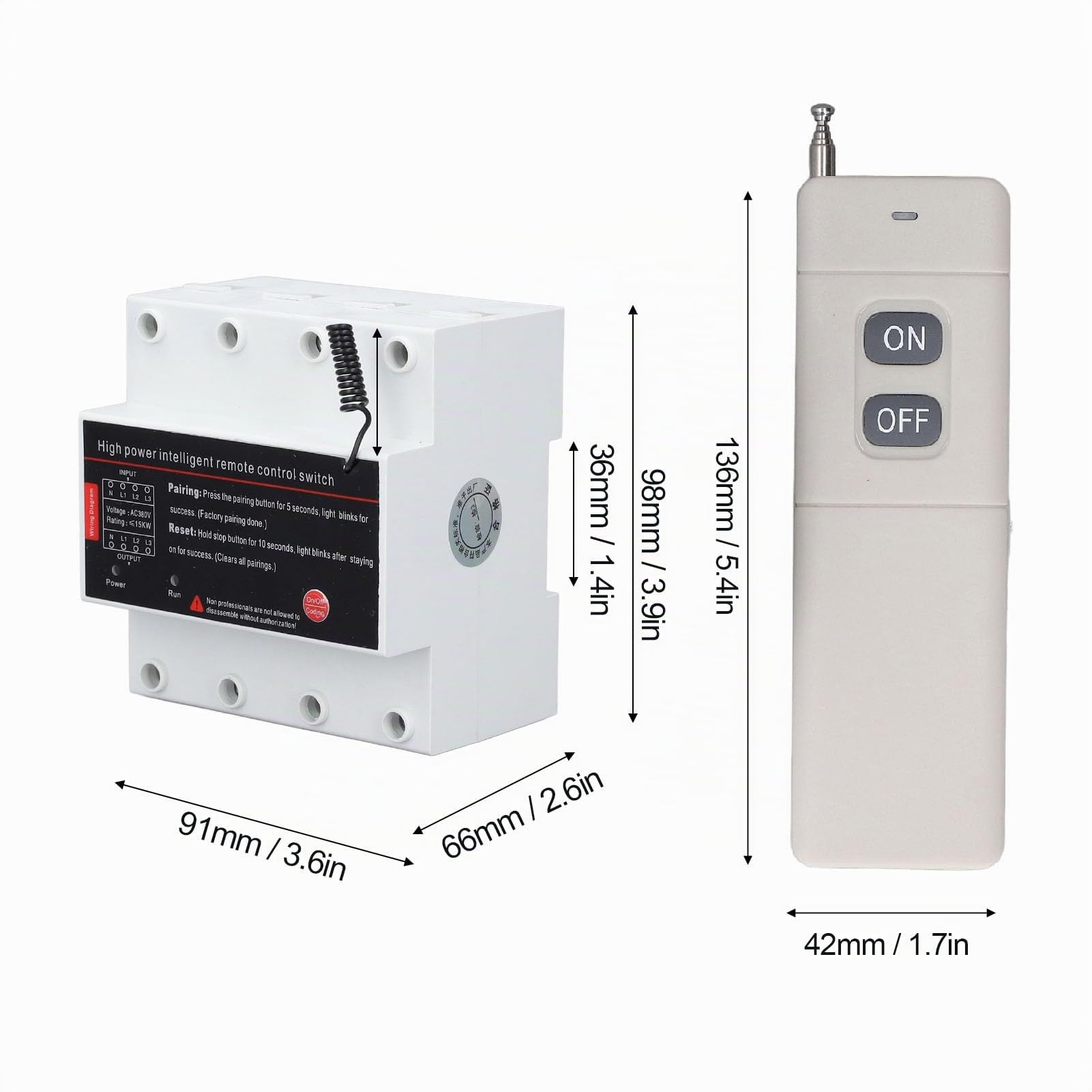 Interrupteur de Commande à Distance triphasé, Interrupteur D'alimentation Intelligent, Longue Distance de 3KM, pour Moteur de Pompe, Porte de Garage, AC380V